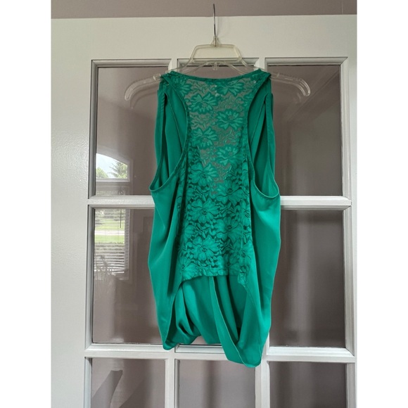Ambiance Apparel Teal Green Lace Back Sleeveless Blouse - Picture 2 of 3